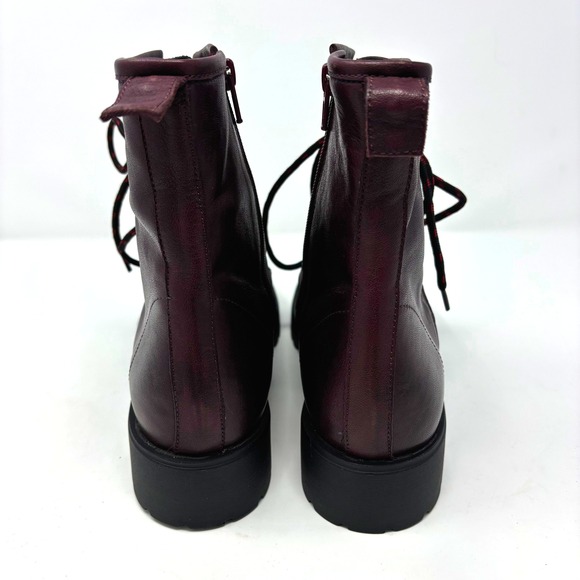 Bueno Destiny - Merlot Maroon Leather Lace Up Zip Combat Boots Size 9.5 Women - Picture 5 of 7